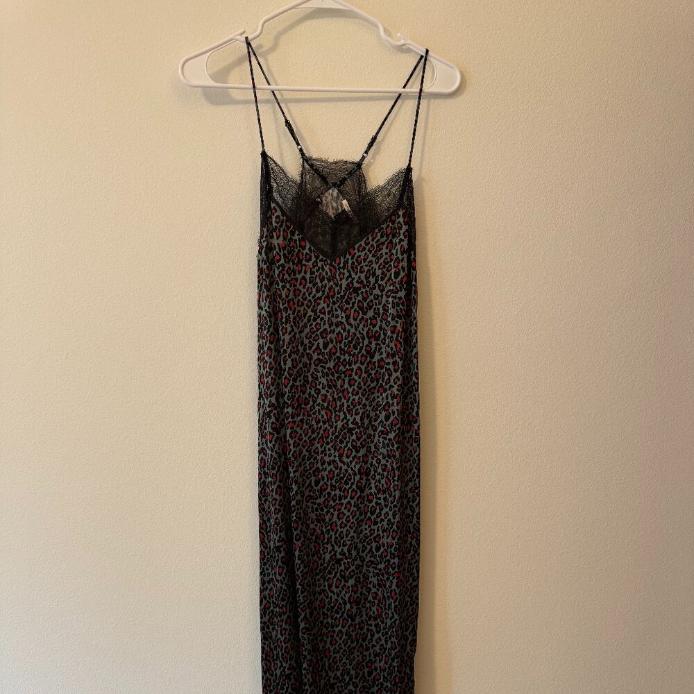 Scotch & Soda Leopard Print Lace Trim Slipdress - Size 36